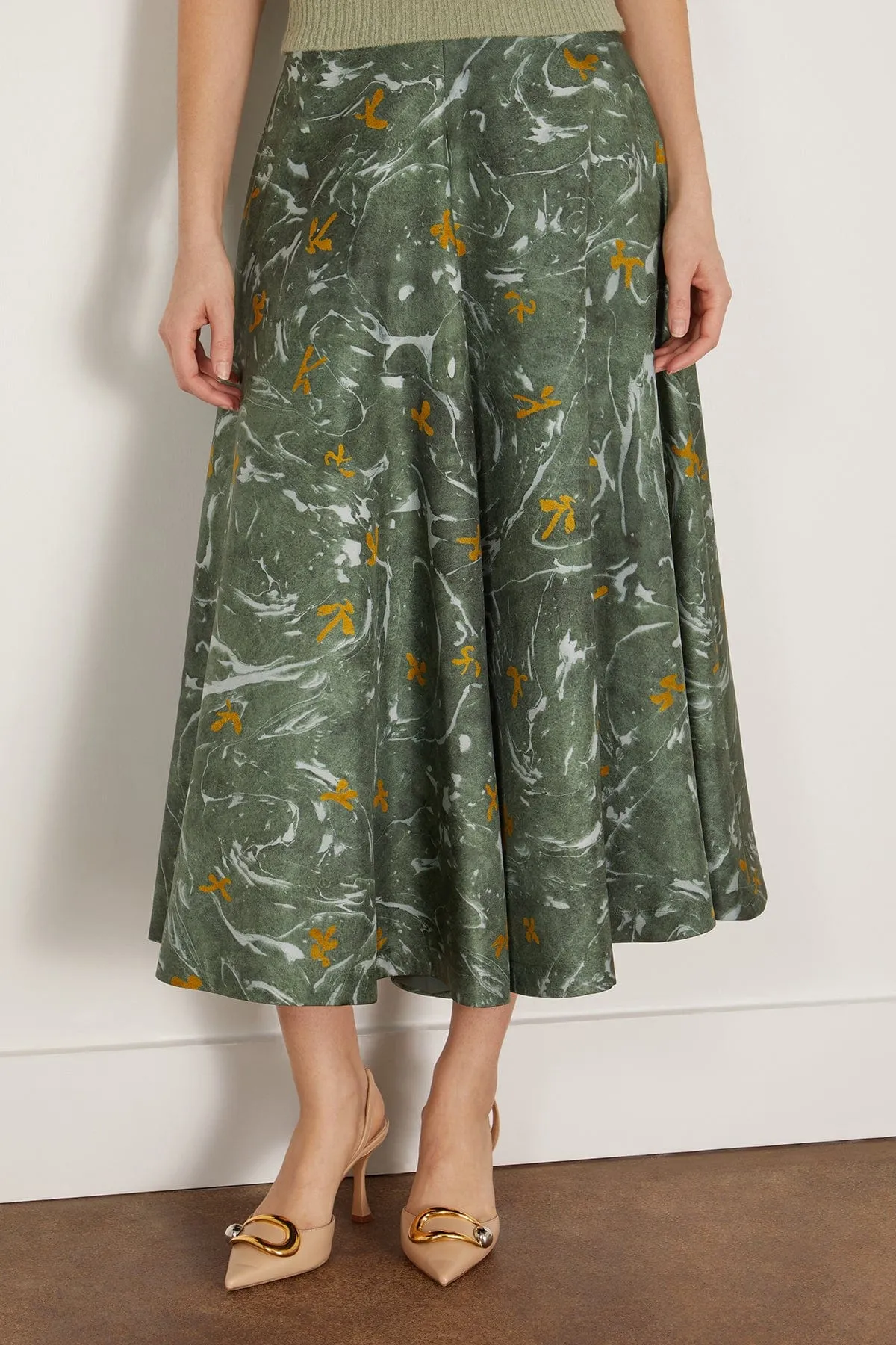 Varda Skirt in Monstera Marbled Floral