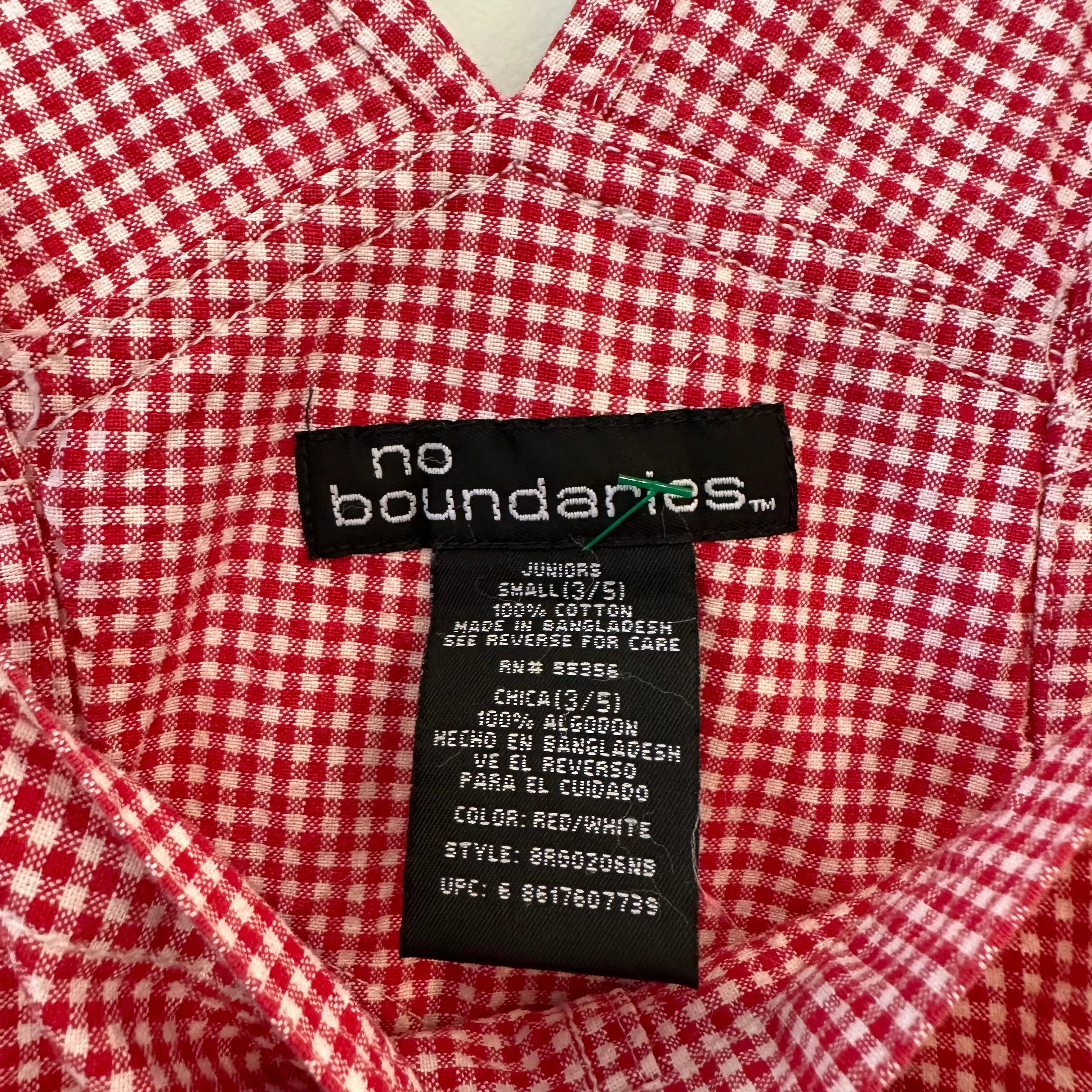 Vintage 90s No Boundaries Red Gingham Overall Shortalls Small