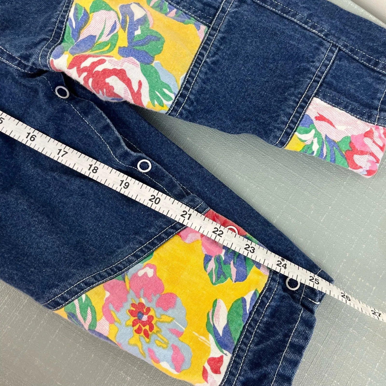 Vintage Hopscotch Kids Floral Patch Overalls 24 Months