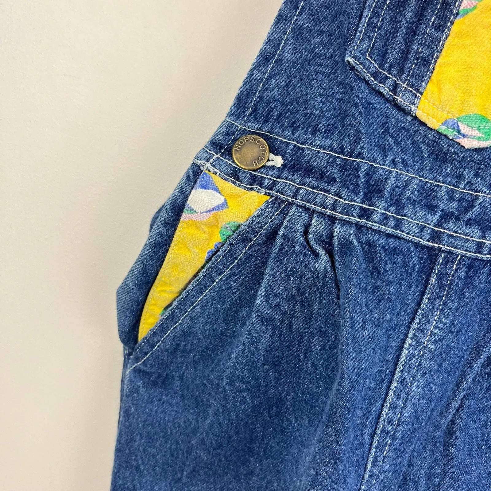 Vintage Hopscotch Kids Floral Patch Overalls 24 Months