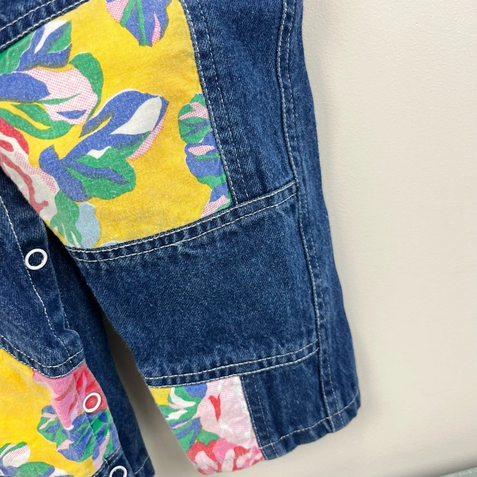 Vintage Hopscotch Kids Floral Patch Overalls 24 Months