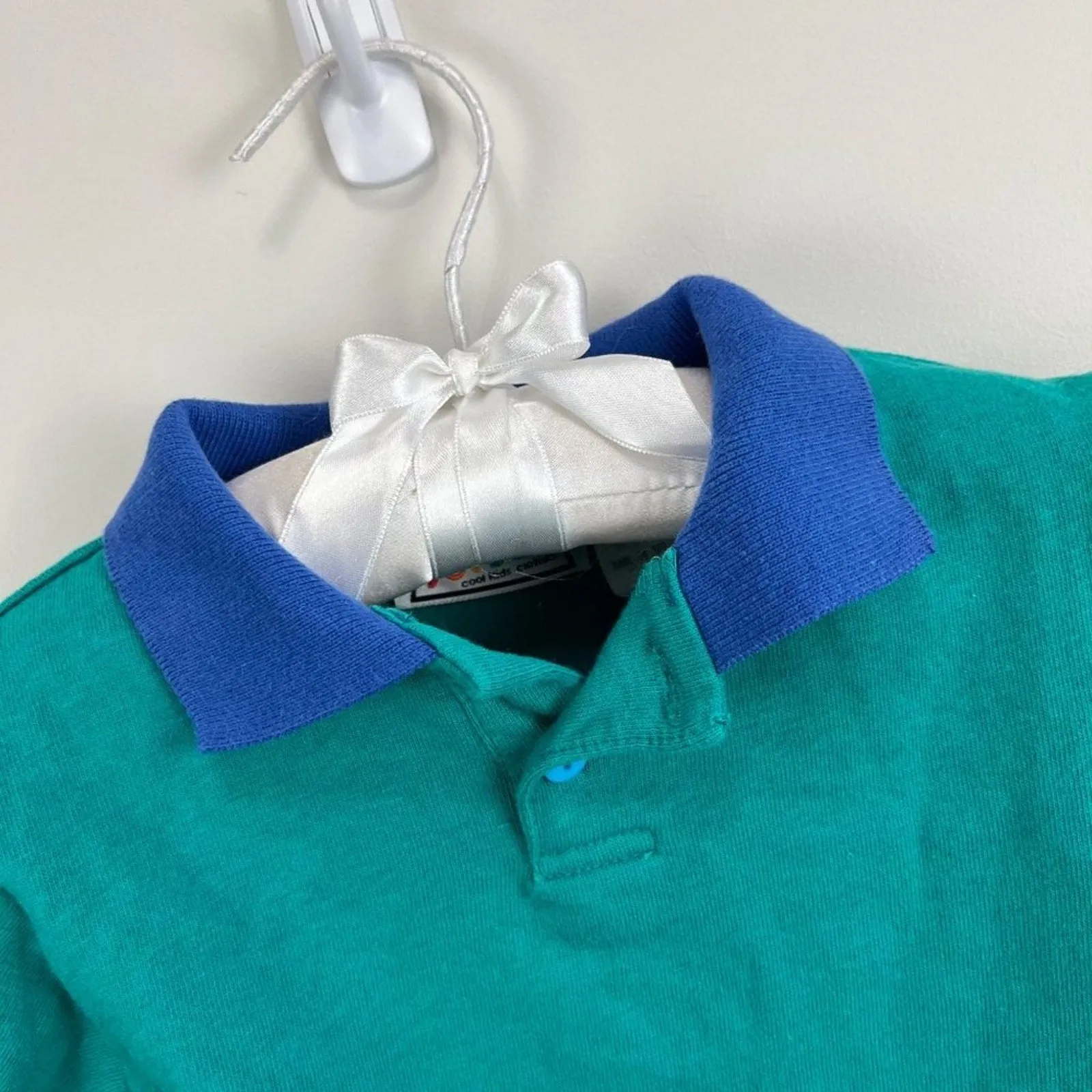 Vintage Jet Set Teal Green Polo Shirt 24 Months