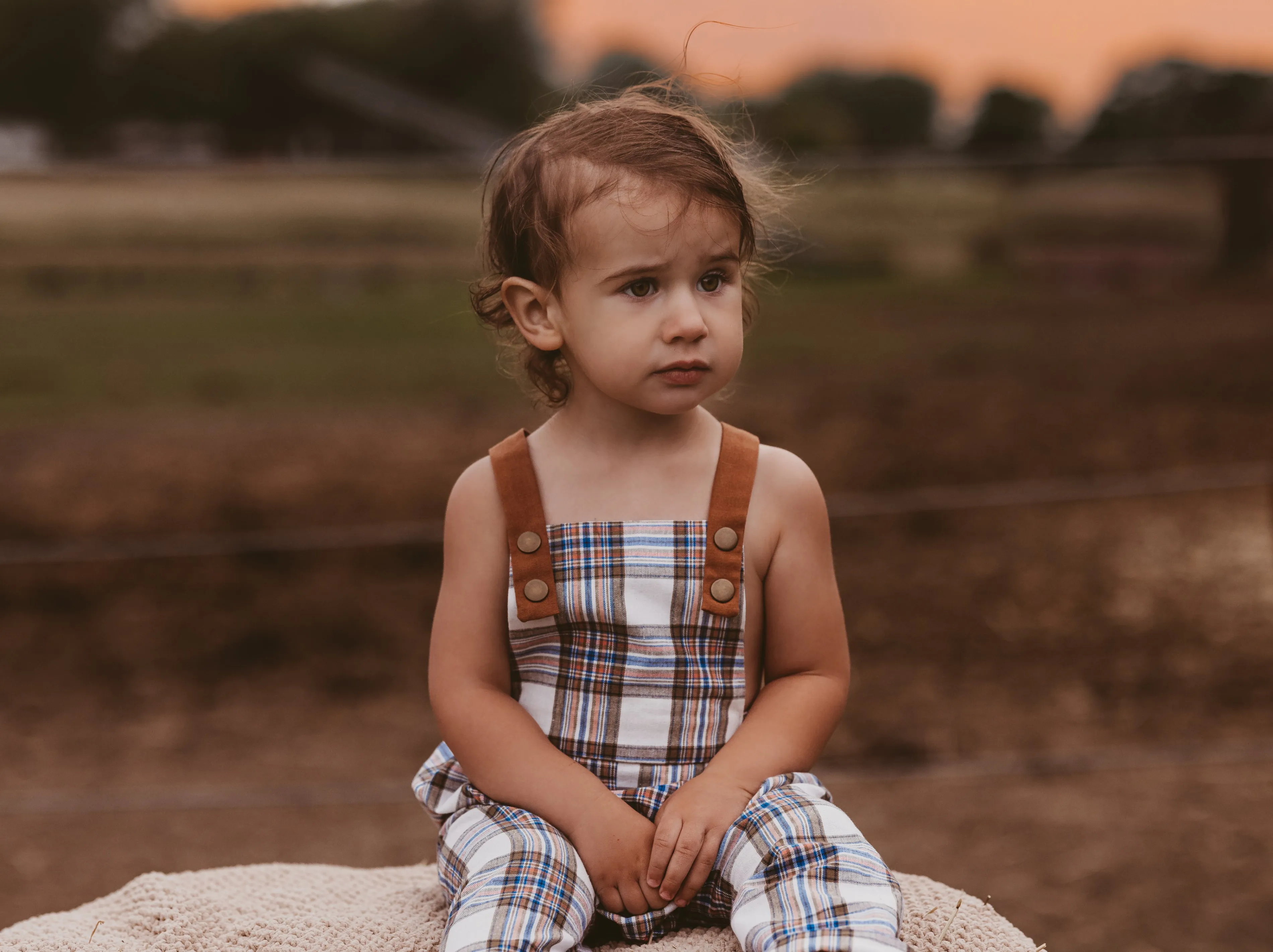 Vintage Plaid Linen Long Overalls