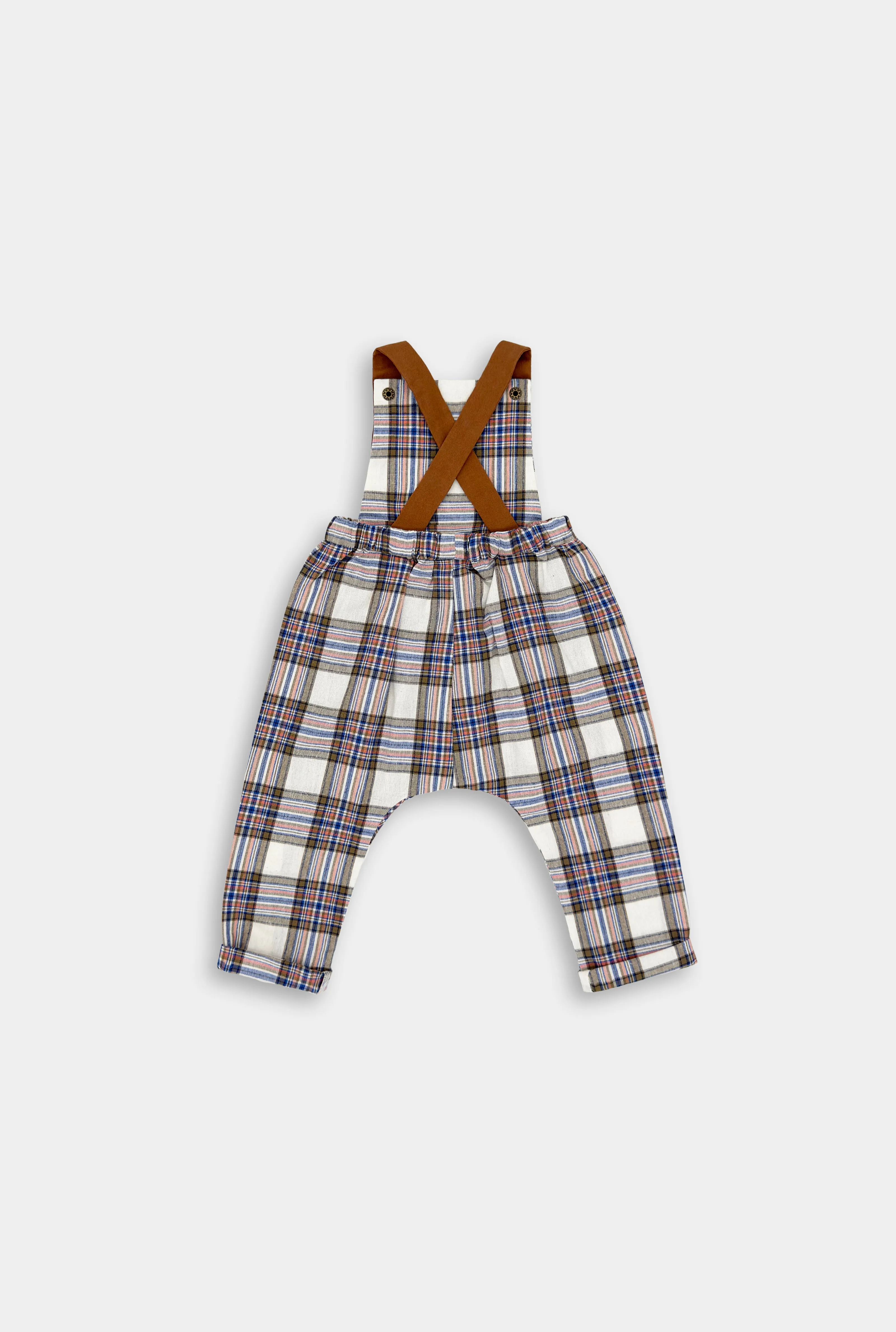 Vintage Plaid Linen Long Overalls