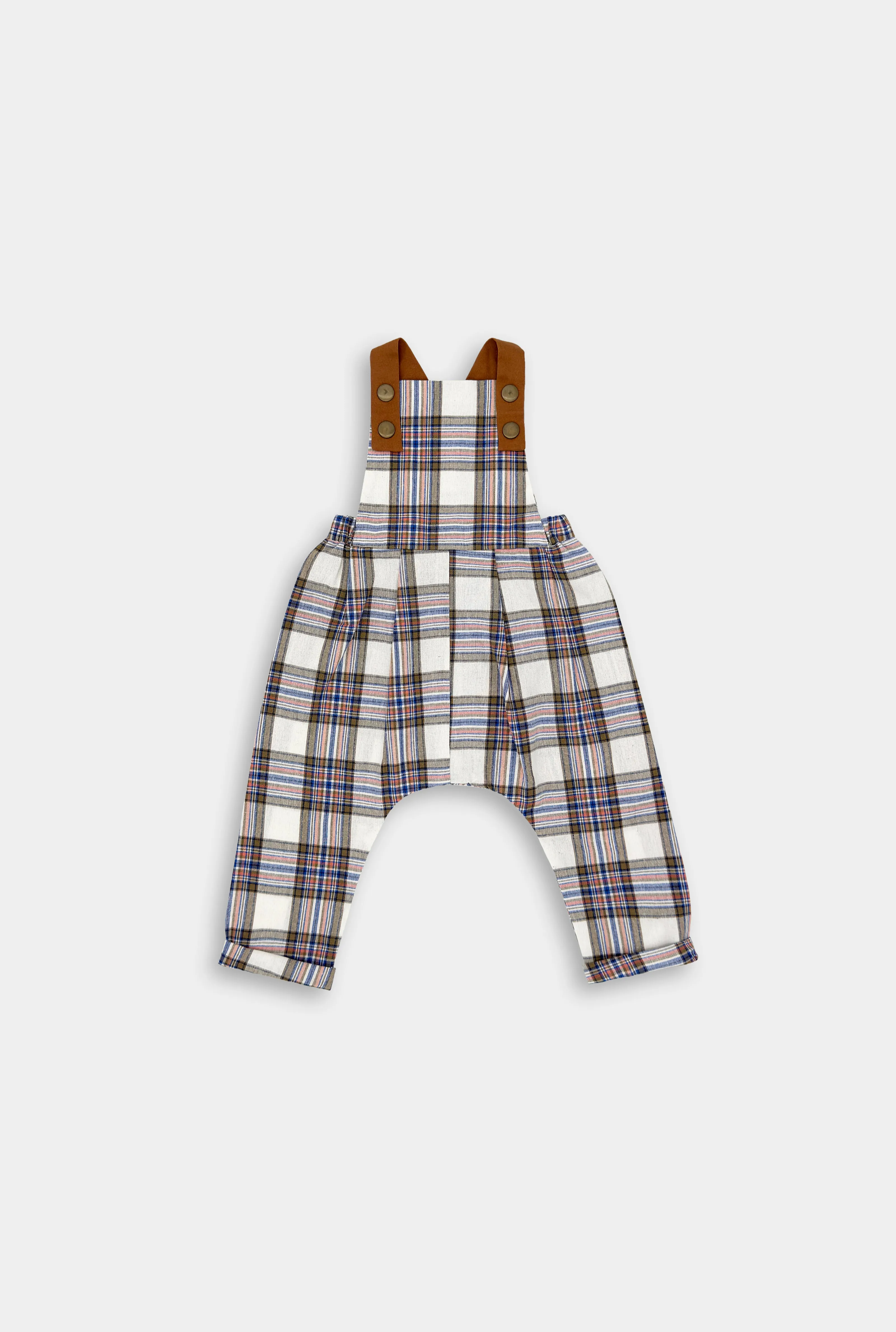 Vintage Plaid Linen Long Overalls