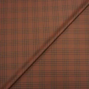 Warm Brown Plaid Dormeuil Sustainable Wool Amadeus 365 Fabric