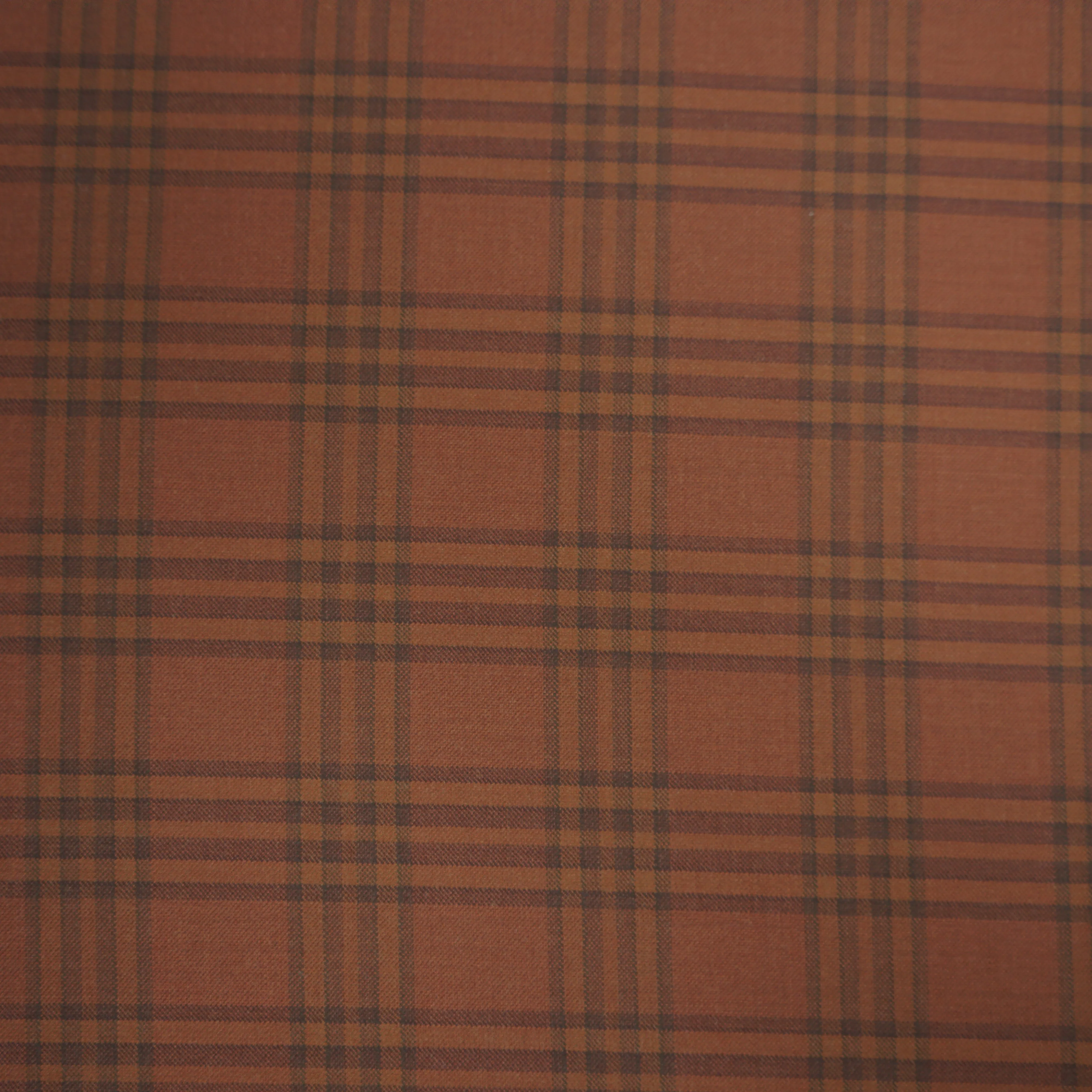 Warm Brown Plaid Dormeuil Sustainable Wool Amadeus 365 Fabric