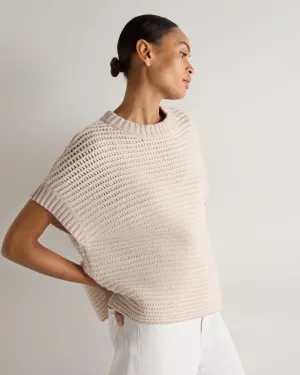 Women's Mesh Stitch Cashmere Silk Poncho Dusk Pink