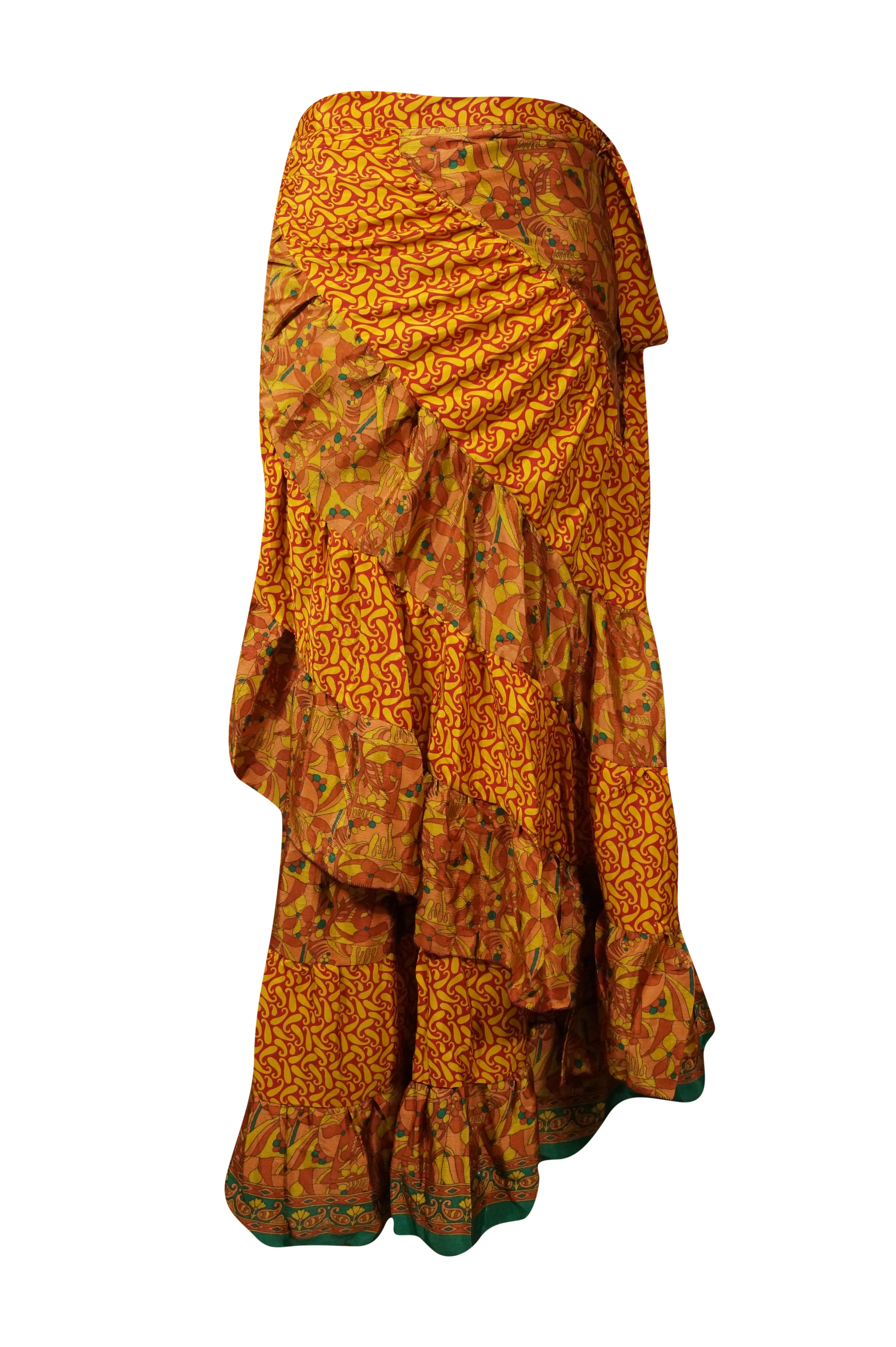 Wrap Skirt Neon Orange  Floral Skirt Woman's Stylish Boho Skirt One Size